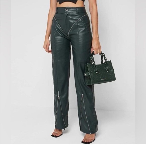 Maniere De Voir Pants - Maniere de voir vegan leather green pants